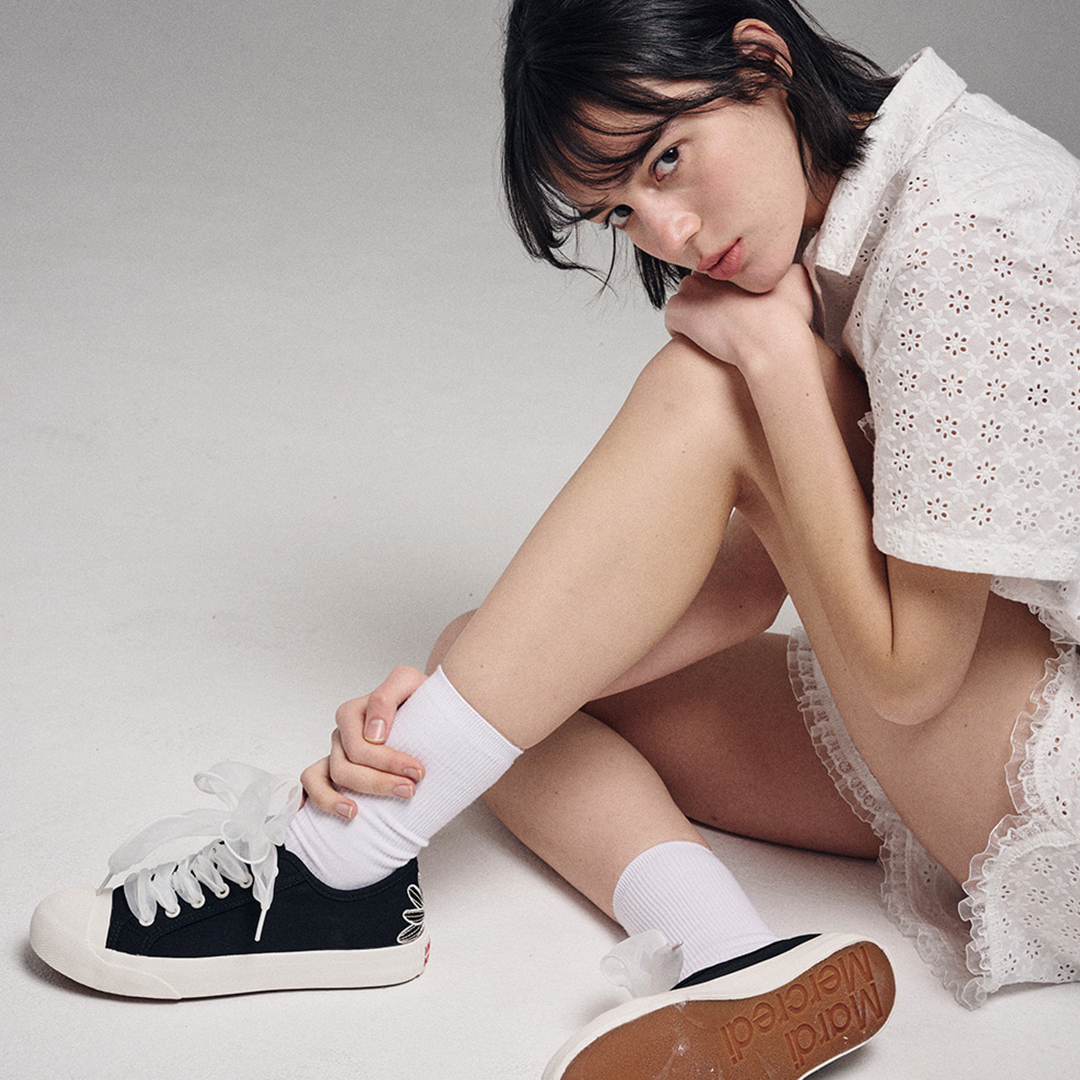 MARDI MERCREDI刺繡帆布鞋&絲帶鞋帶