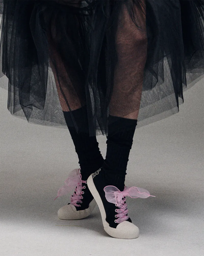 MARDI MERCREDI刺繡帆布鞋&絲帶鞋帶