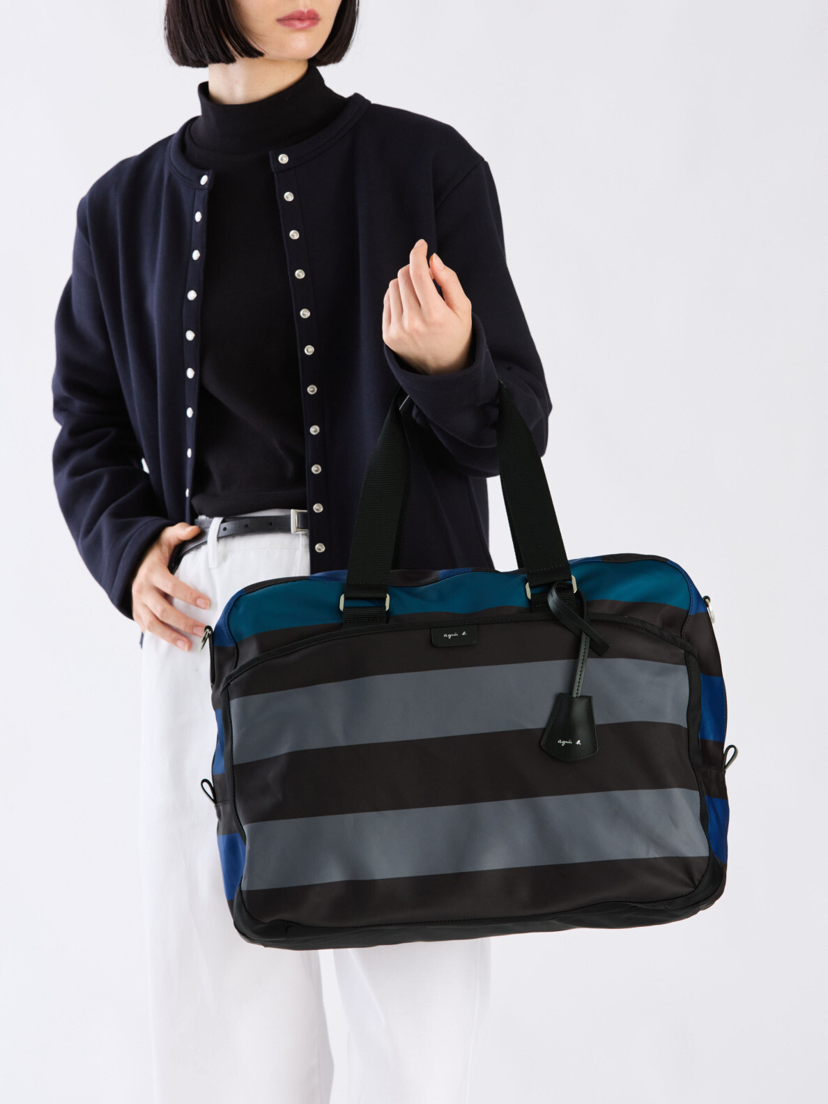 agnès b.條紋尼龍旅行包,NT$9,280