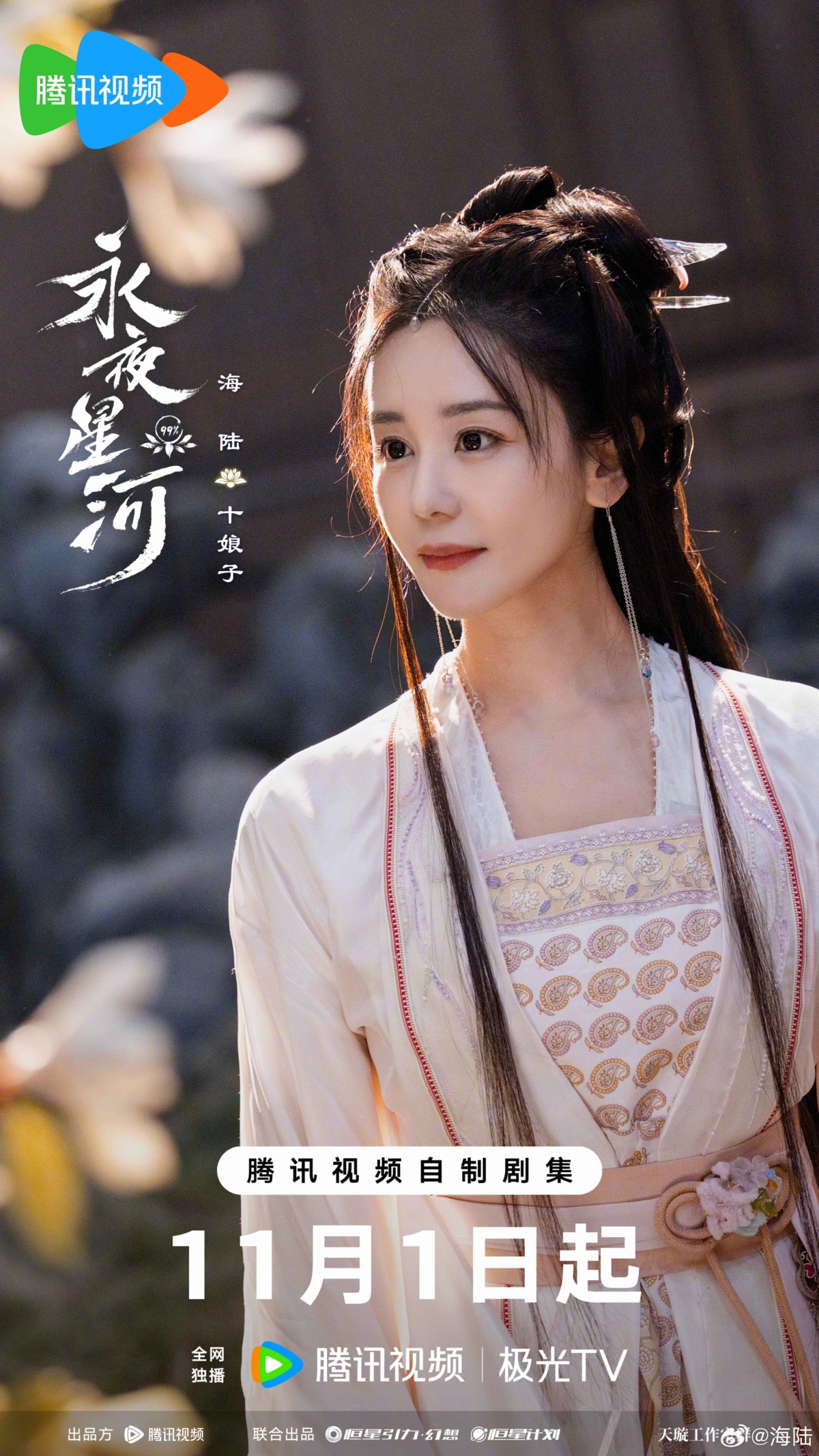 海陸在《永夜星河》飾演神醫娘子，真實身分是狐妖。