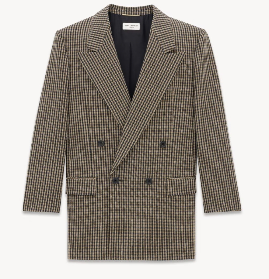 Saint Laurent 維希格紋羊毛外套,NT$ 106,950