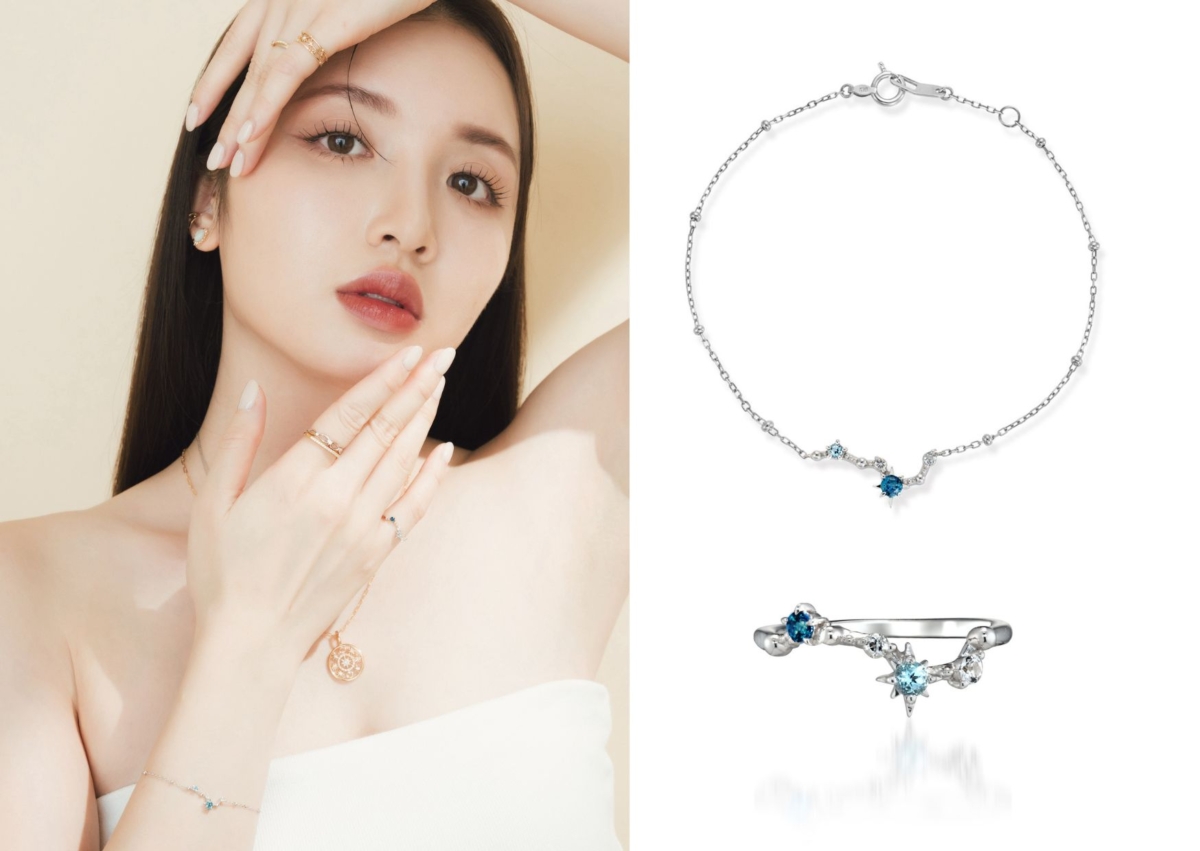 CONSTELLATION 系列 K10 拓手鍊 NT$10,100;K10 拓帕石尾戒,NT$9,500