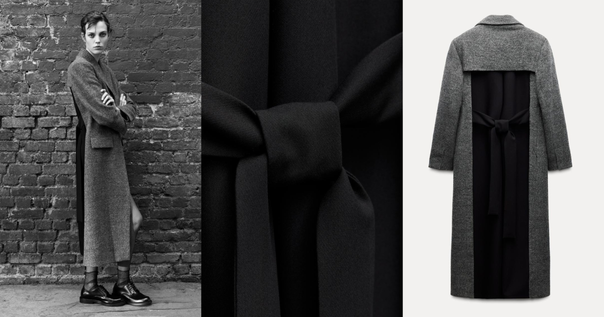 ZW COLLECTION 撞色羊毛大衣