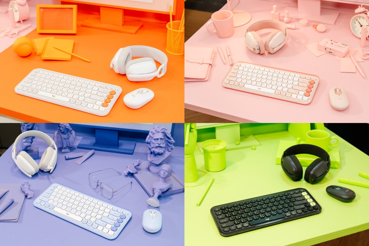 Logitech POP ICON 系列無線藍牙鍵鼠，四款繽紛配色，讓桌面成為時尚焦點。