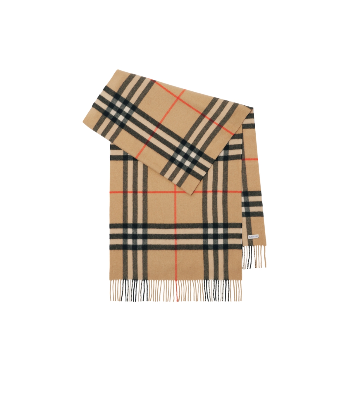 Burberry寬版沙色格紋喀什米爾圍巾,NT$25,900