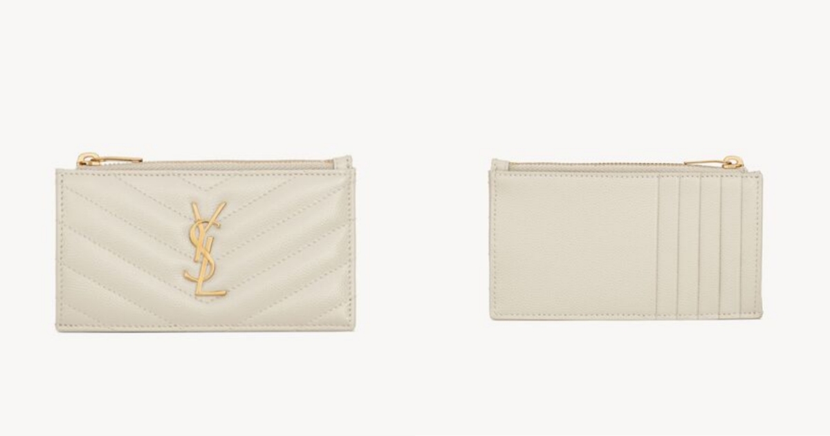 Saint Laurent CASSANDRE MATELASSÉ粒面壓紋皮革多層式拉鏈卡片套，NT$13,600