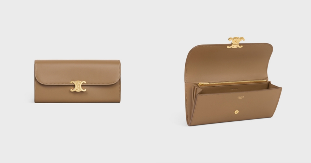 CELINE TRIOMPHE亮澤牛皮革大號錢包 ，NT$34,000