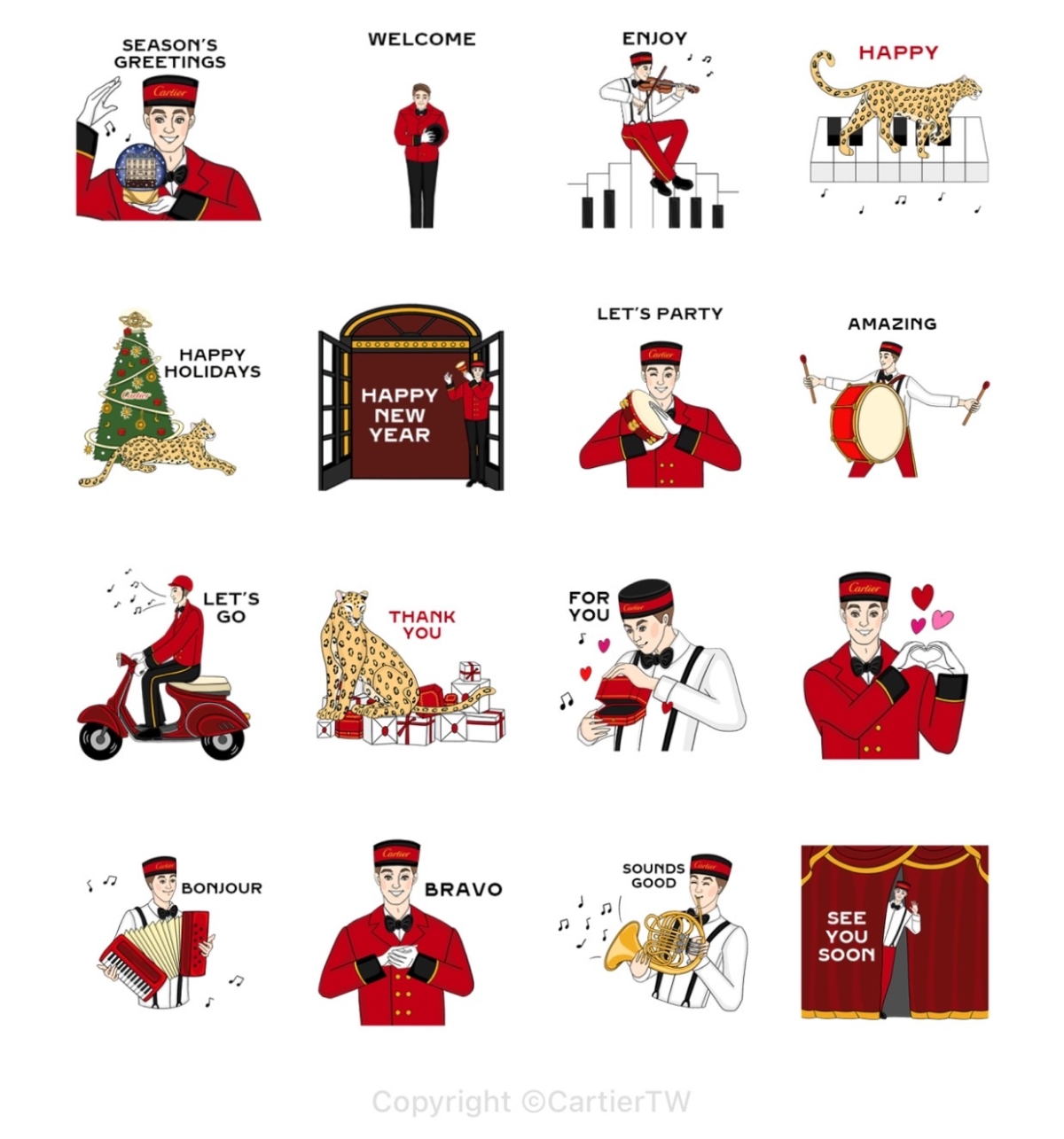 卡地亞台灣LINE帳號，限時推出16款動態貼圖