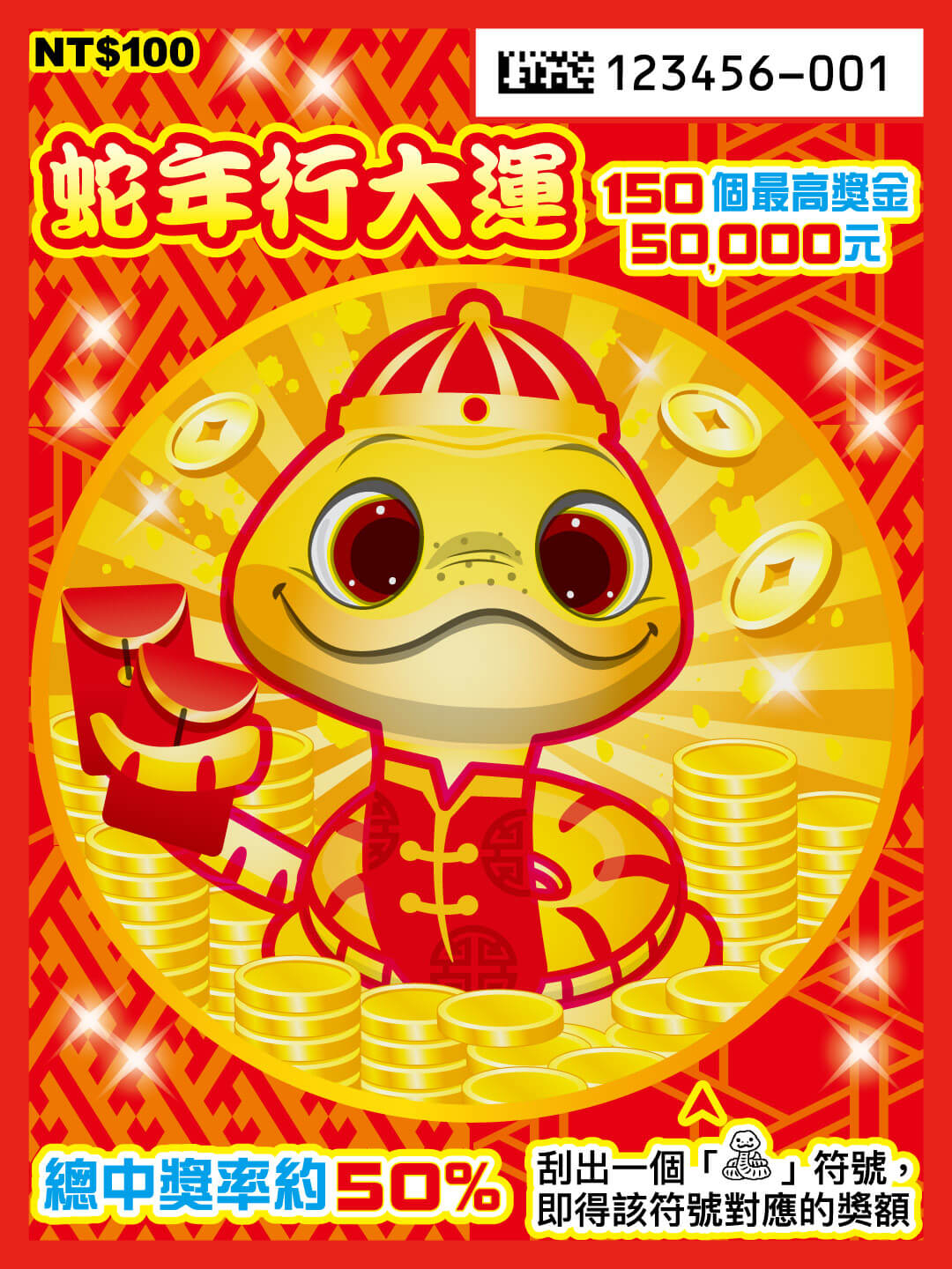 NT$100元買「蛇年行大運」中獎機率高