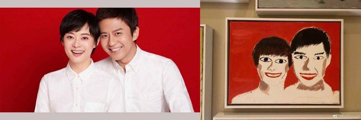 鄧超親自創作的婚照抽象畫，竟然嚇壞兒子等等。