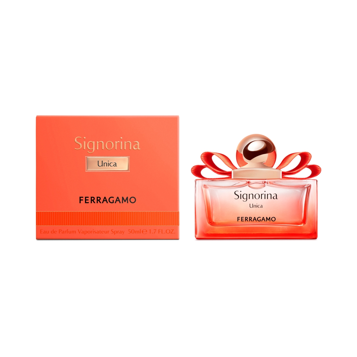 FERRAGAMO Signorina Unica橙光伊人女性淡香精 100ml，NT$4,200 / 50ml，NT$2,900 / 30ml， NT$2,100
