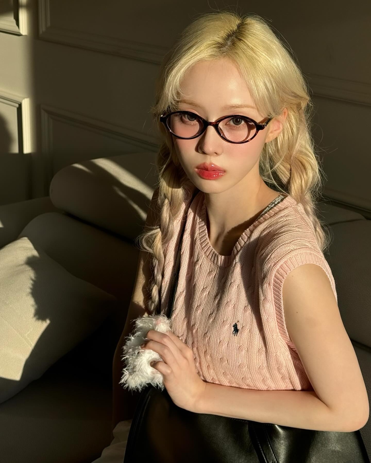 aespa Winter 穿上粉紅色Polo Ralph Lauren背心