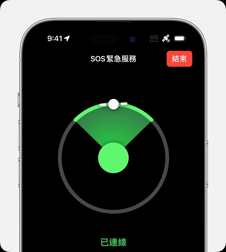透過衛星傳送的SOS求救功能