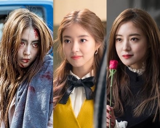 李世英在《花遊記》中飾演的陳富子、鄭世拉和阿斯女角色（由左至右）。