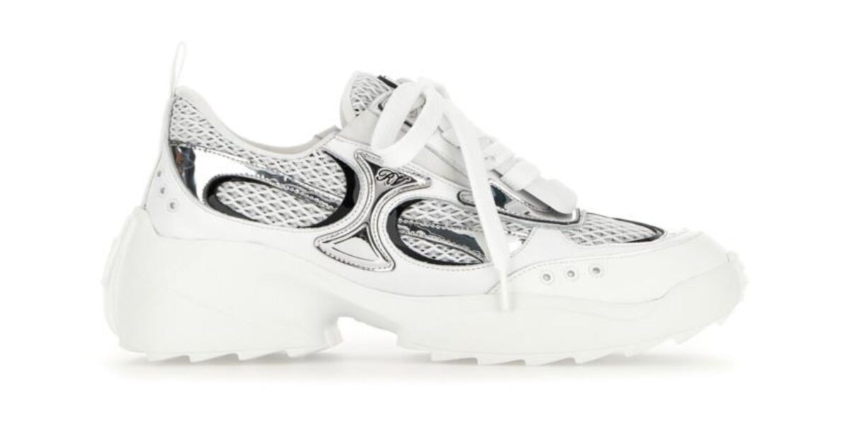 Roger Vivier Viv_ on the Run 銀白科技布料金屬皮革拼接白扣休閒鞋(台灣日本限定),NT$ 41600