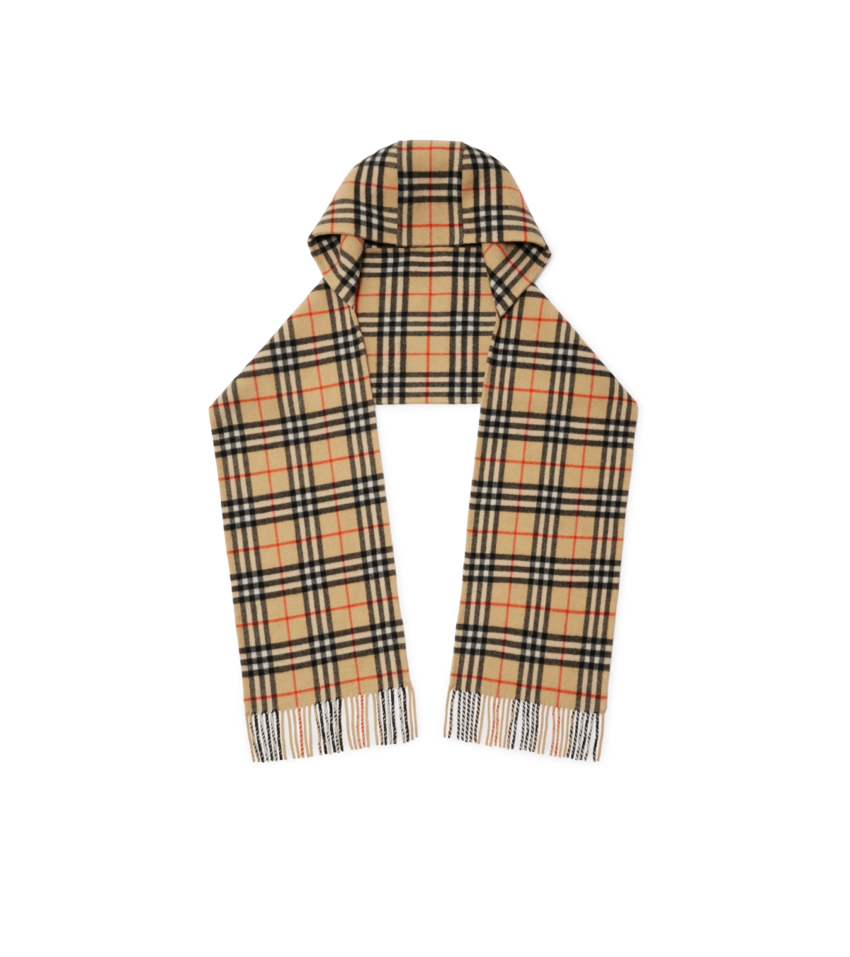 Burberry沙色格紋喀什米爾連帽圍巾，NT$46,500