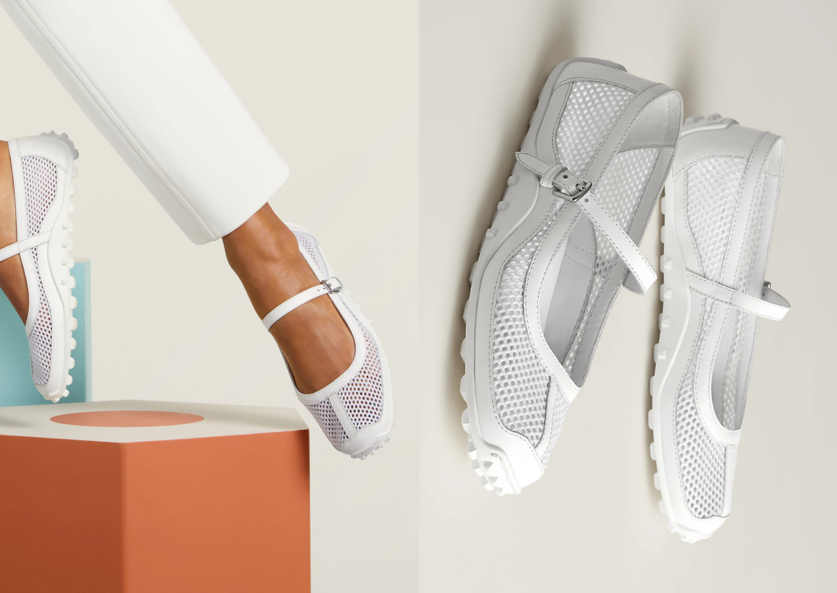 Hermes Kichu 芭蕾舞鞋（白），NT$ 30,100