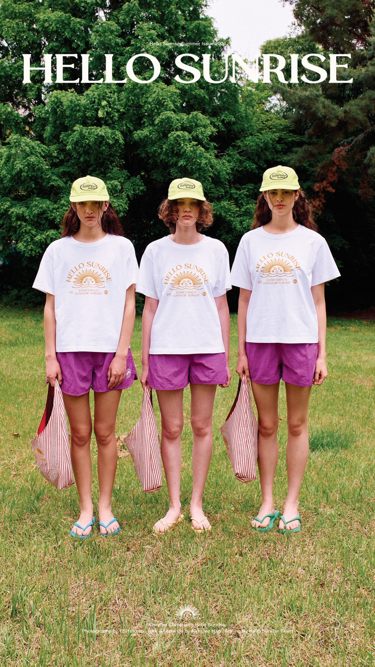 Hello Sunrise 將品牌精神延伸為設計靈感，設計出結合美式刺繡與復古配色的經典帽款，採用平帽簷版型