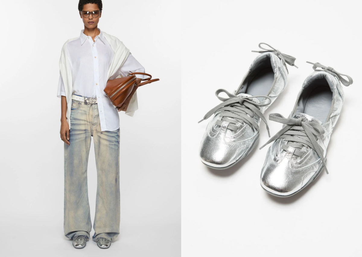 Acne Studios 銀色漆皮芭蕾運動鞋,NT$ 18,500