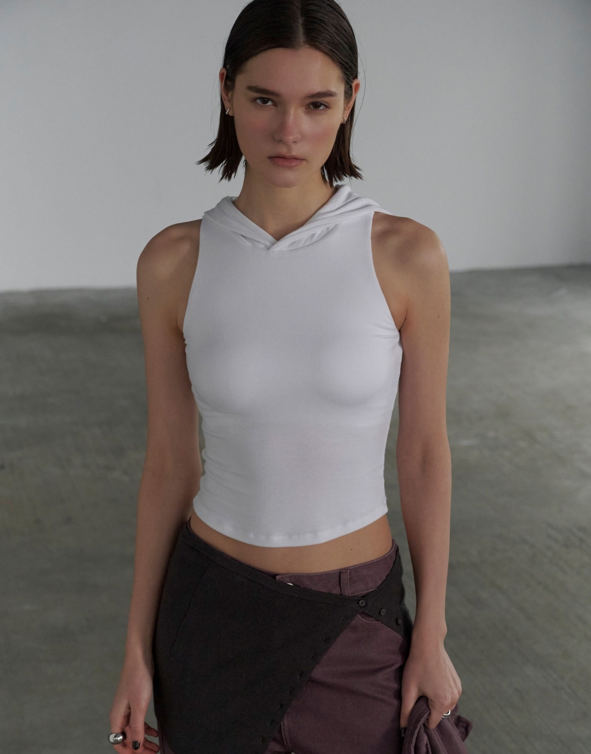 PAZOO MIT 柔彈連帽削肩BRA TOP，NT$690