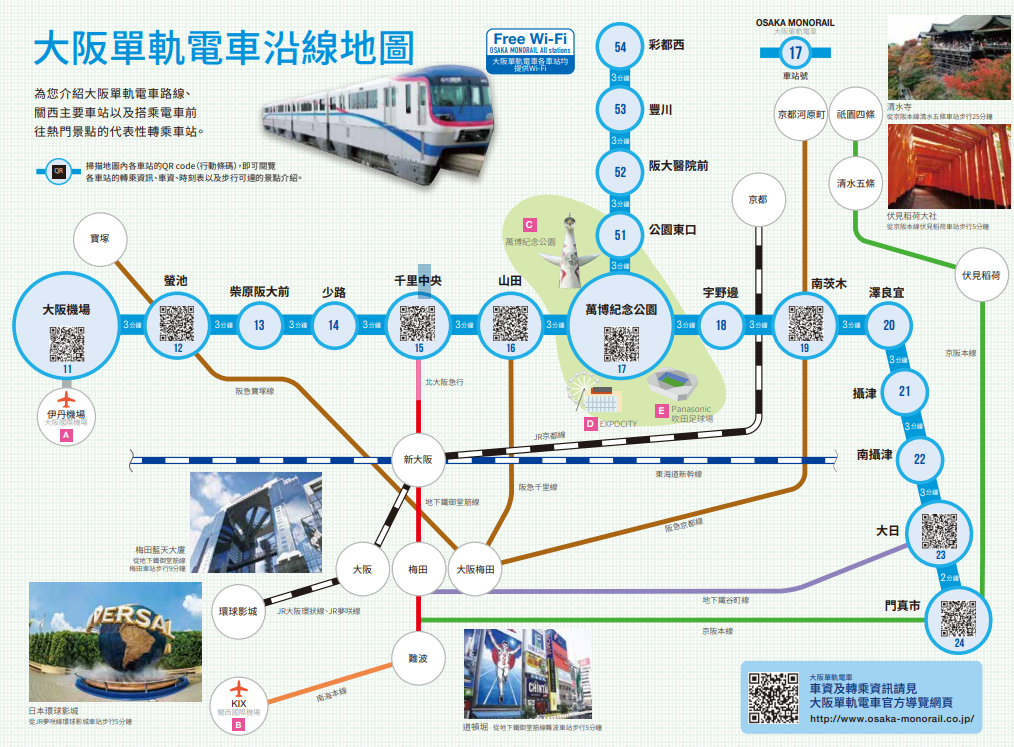 大阪單軌電車路線圖