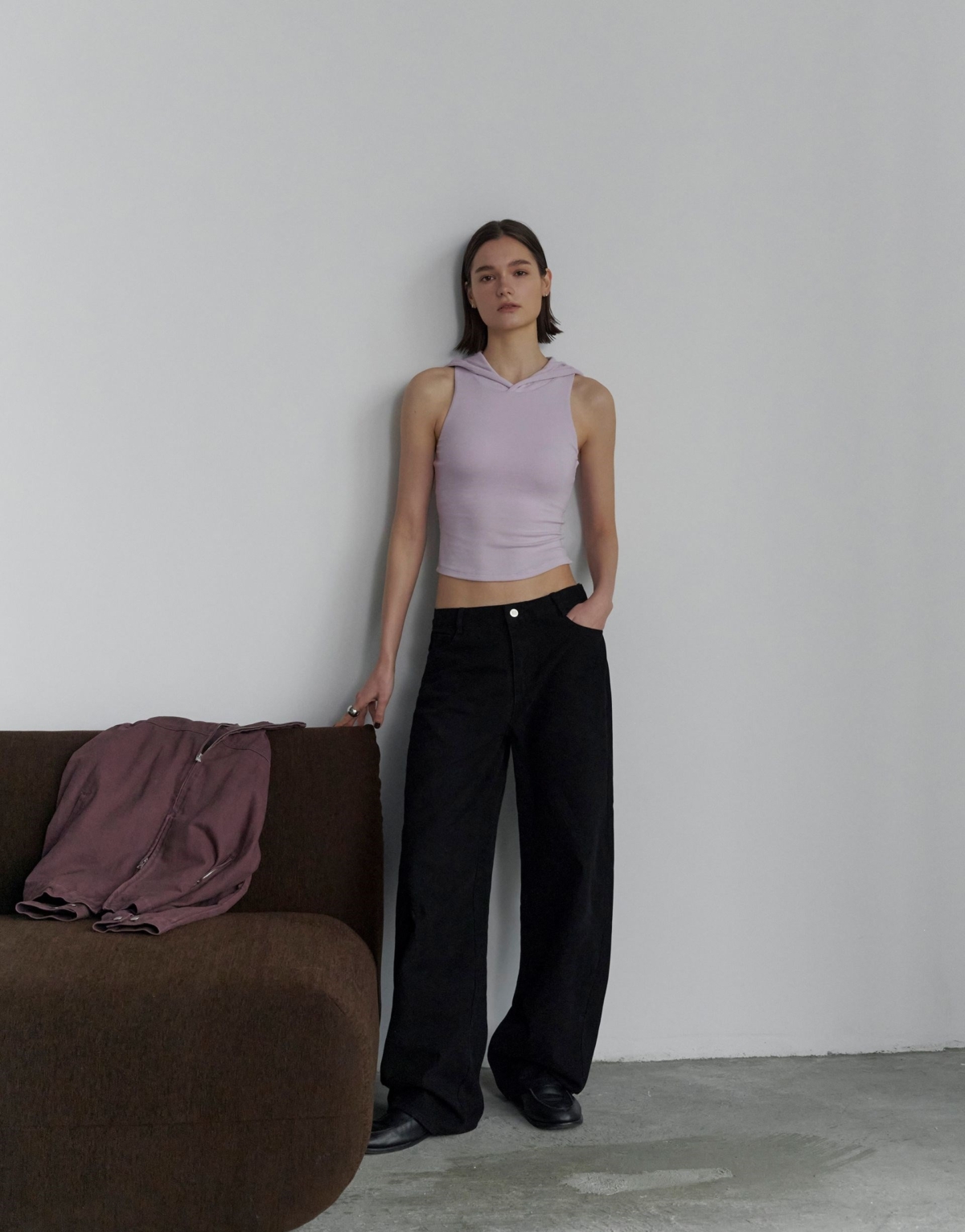 PAZOO MIT 柔彈連帽削肩BRA TOP，NT$690