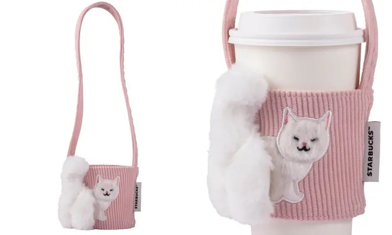 星巴克「粉貓尾巴便利單杯提袋」。
