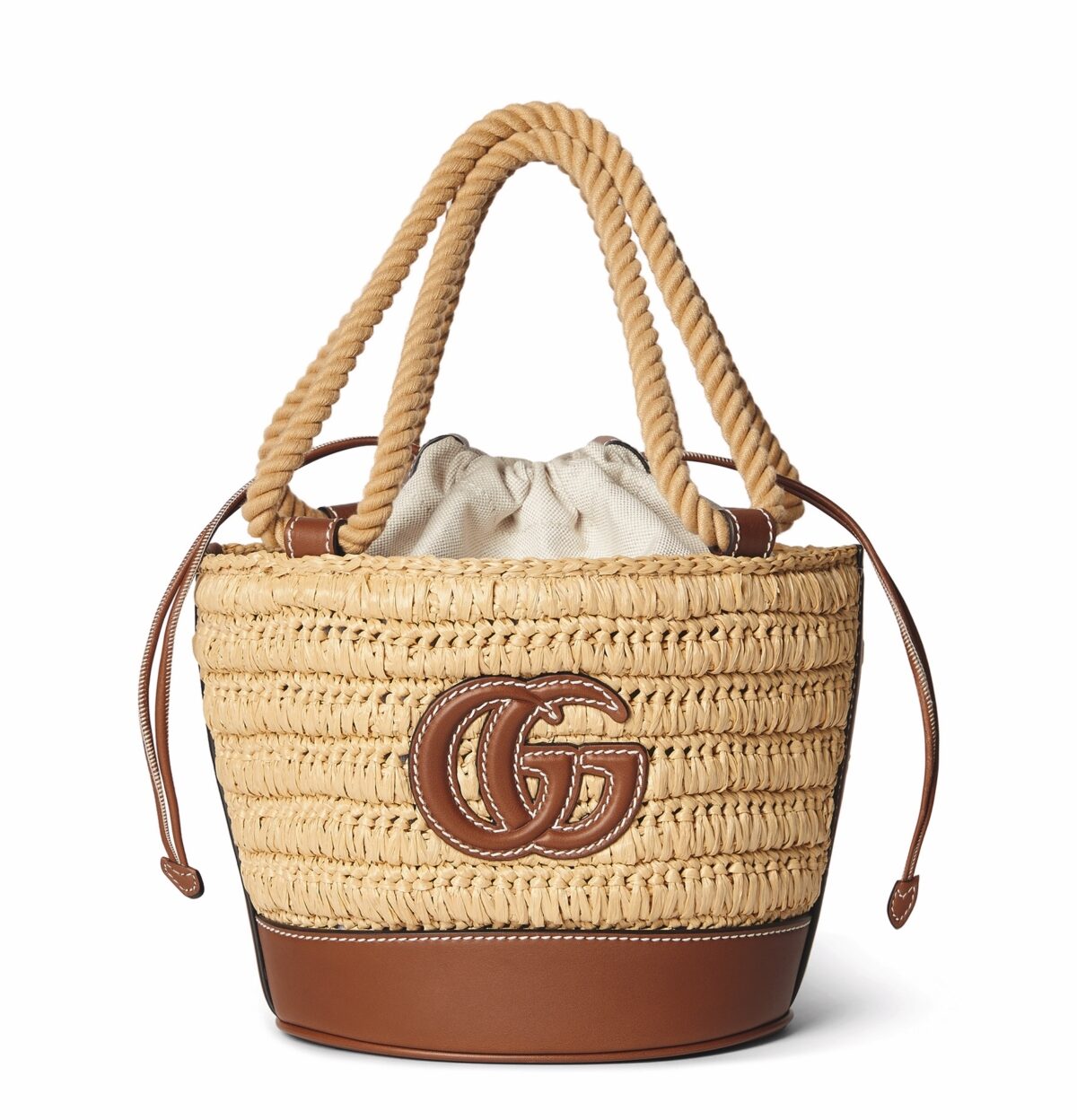 Gucci 草編水桶包，NT$ 72,400