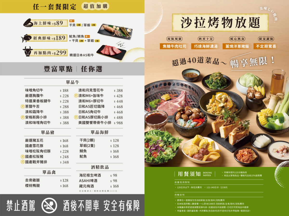 原燒台北西門店2025年最新菜單。