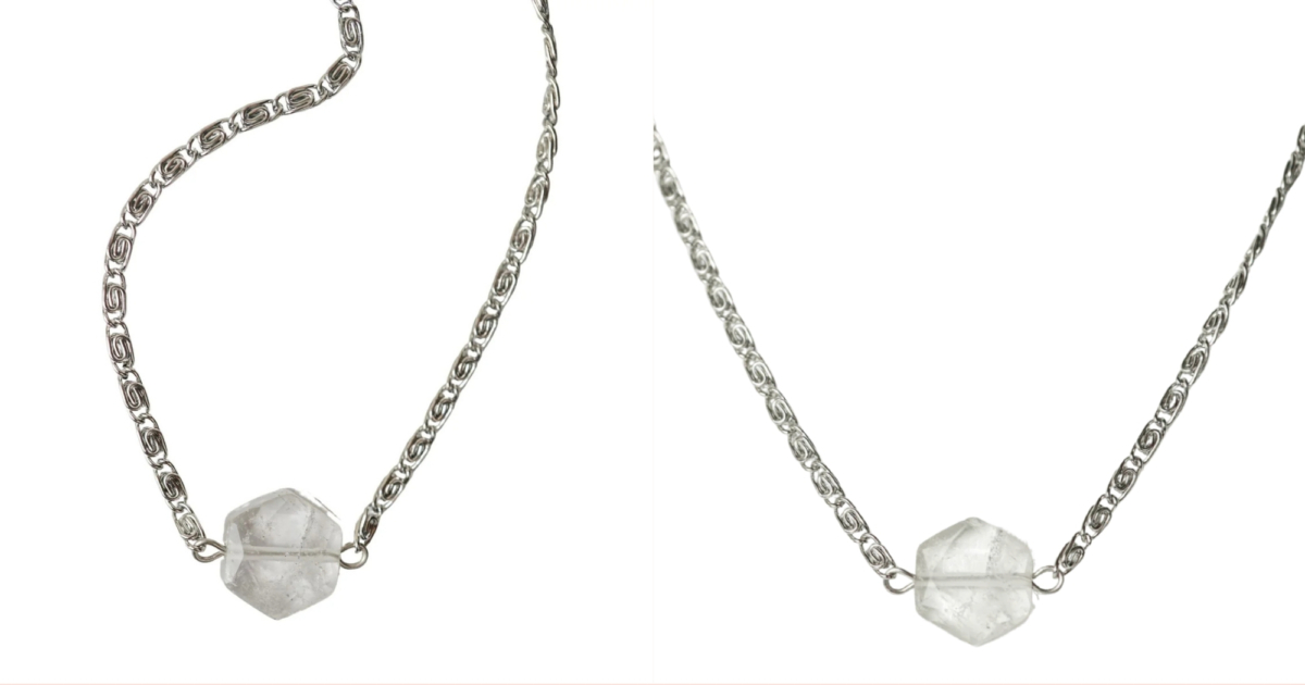 Energy Muse 白水晶六角形吊墜項鍊