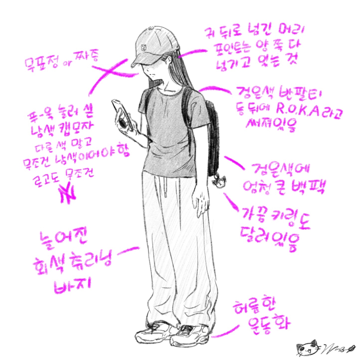 韓國網友繪製「現在90%韓國女學生」穿搭都長這樣