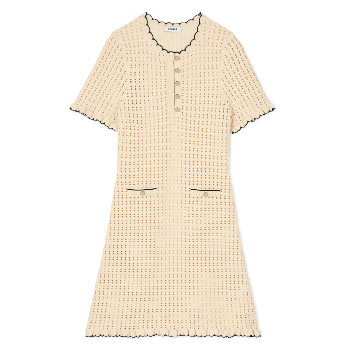 SANDRO_米色針織短洋裝，NT$10,790 