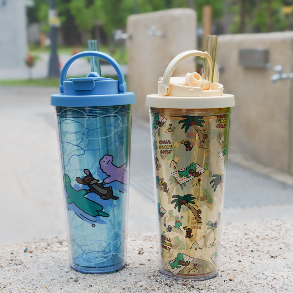 JOGUMAN 雙層冷水杯-漂流款-沙灘亂花款 $580