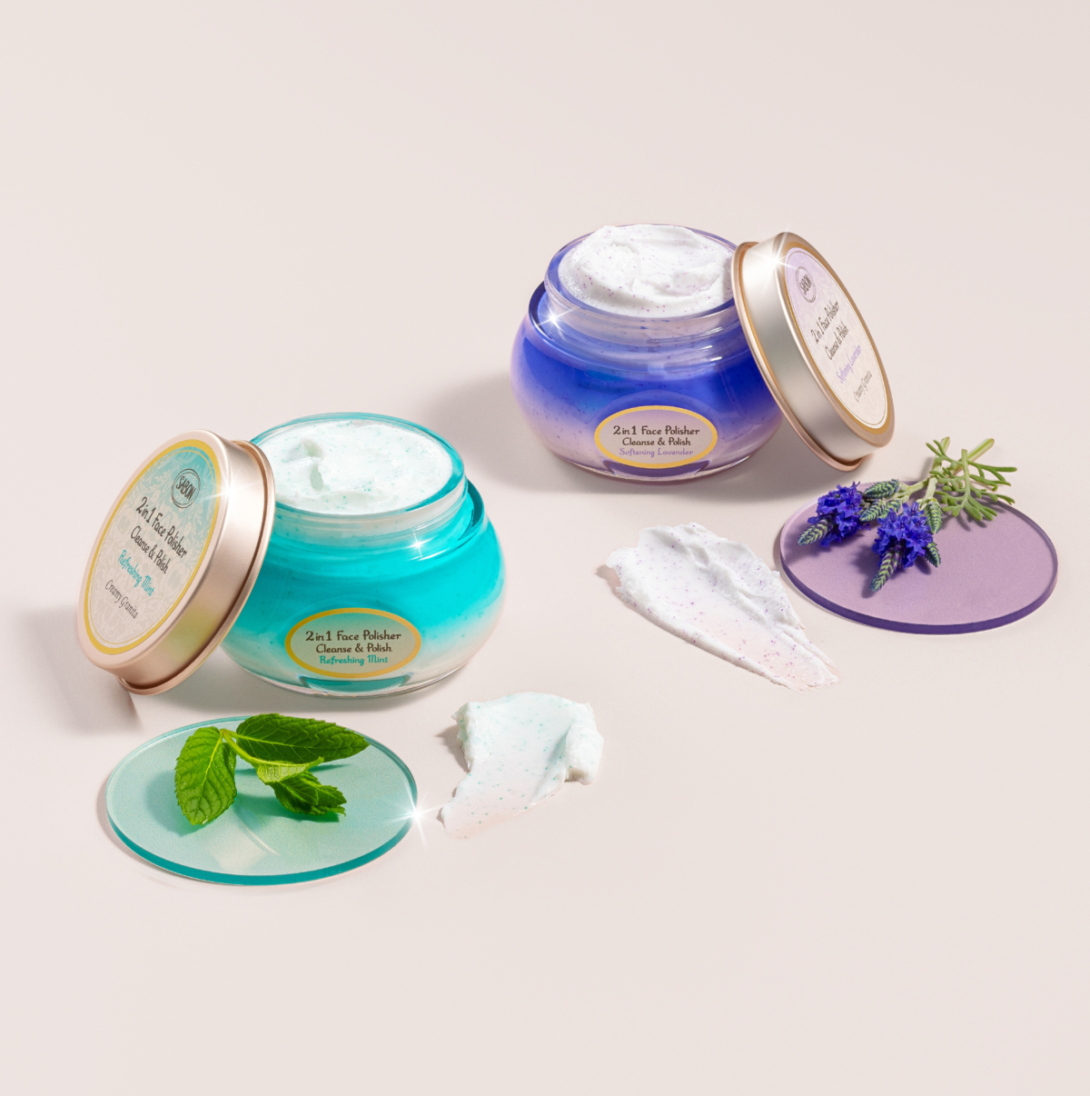 SABON 二合一臉部磨砂膏 清爽薄荷、舒緩薰衣草