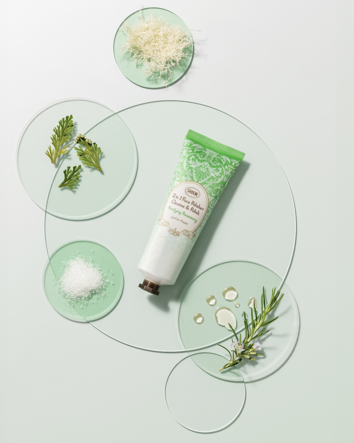 SABON 二合一臉部磨砂潔顏凝露 清新迷迭香