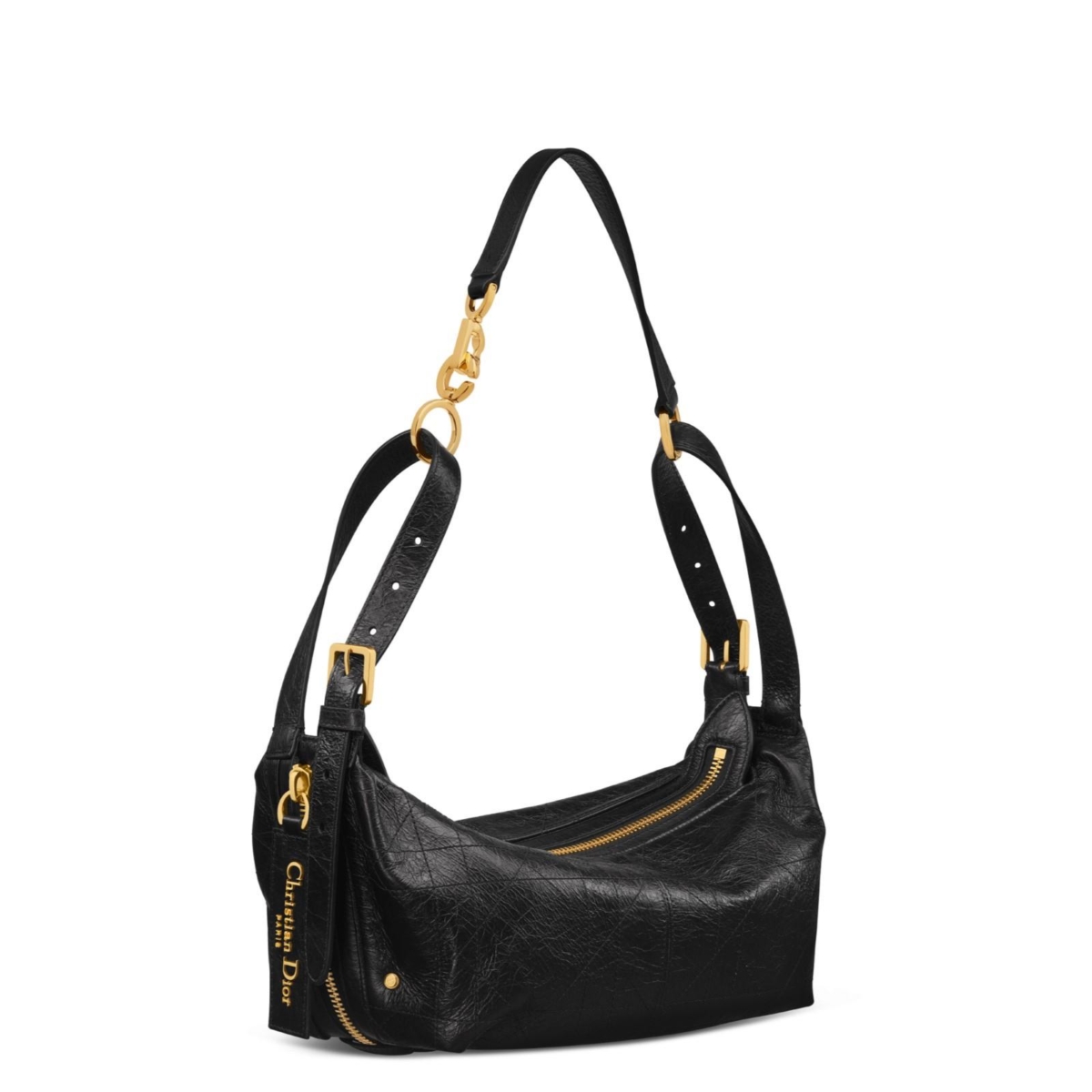 Dior D-Journey 黑色小牛皮皺褶Flat Macrocannage小型包款，NT$130,000