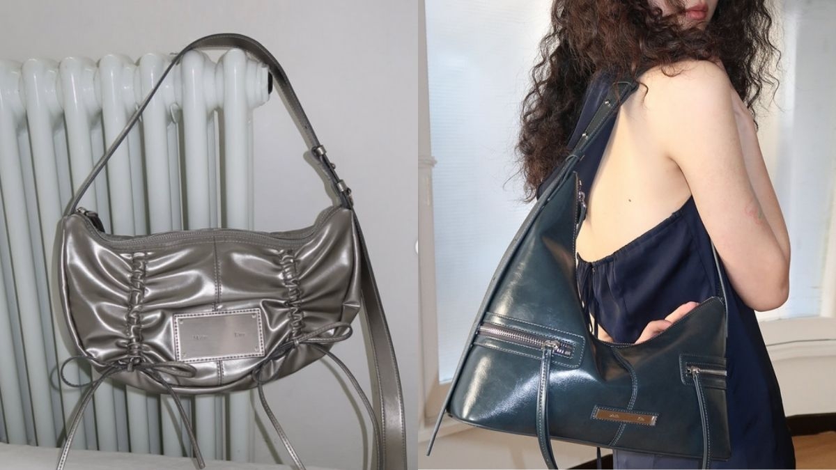 Matin Kim包包設計融合了金屬鐵片icon、異材質拼接等元素。