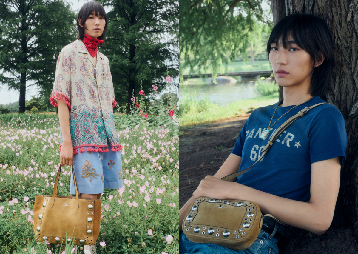 Valentino Garavani Nellcôte Suede 麂皮肩背袋，NT$112,000；Suede 麂皮相機包，NT$79,000