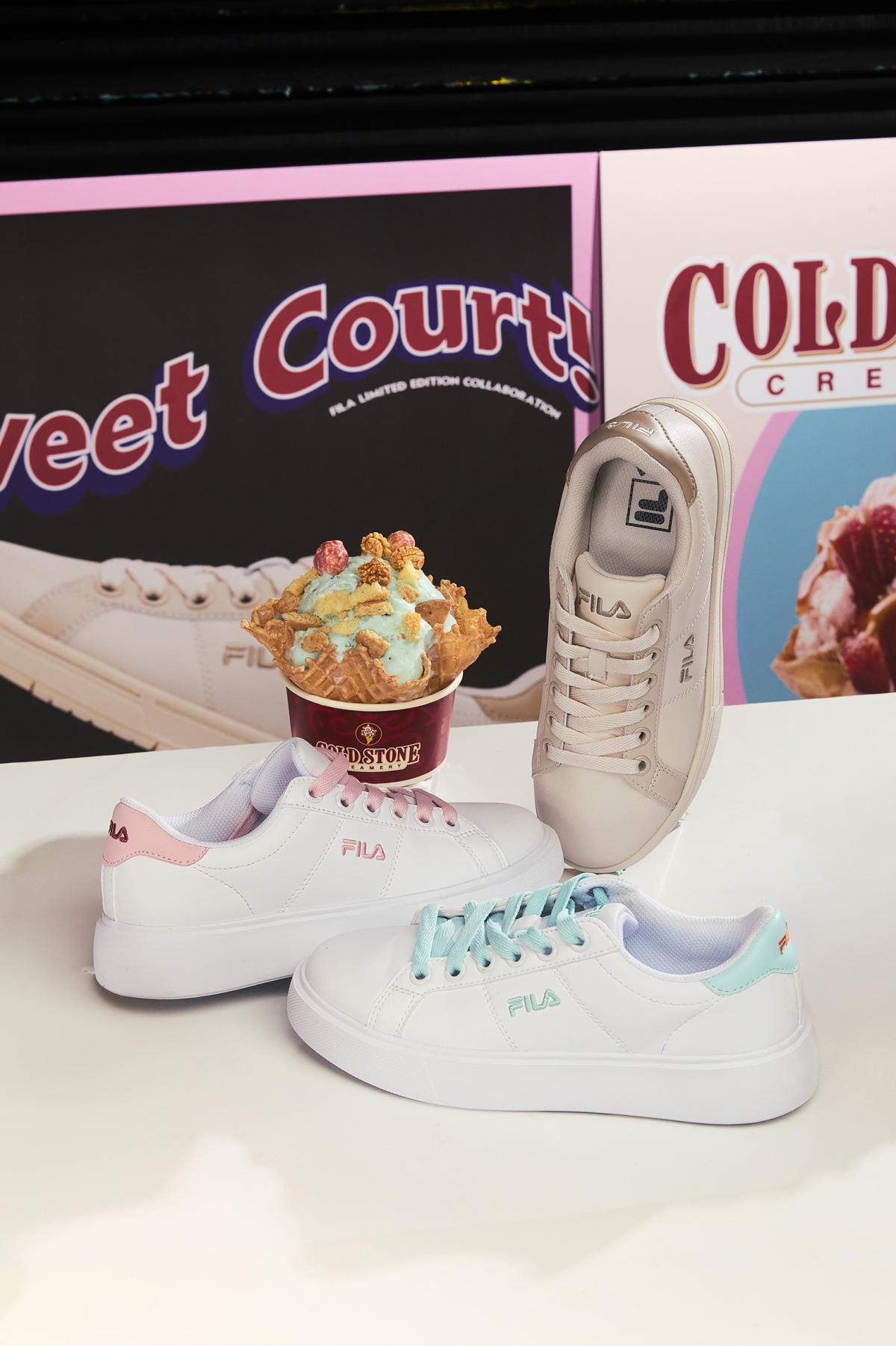 甜品鞋系列配色靈感來自COOLD STONE的三款超人氣冰淇淋口味。