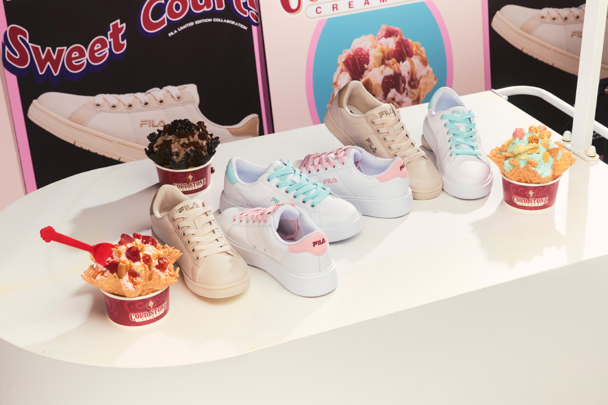 FILA 跟冰淇淋控最愛的 COLD STONE 甜蜜聯名，推出三款夢幻到不行的「甜品鞋」，把療癒魅力穿上腳！