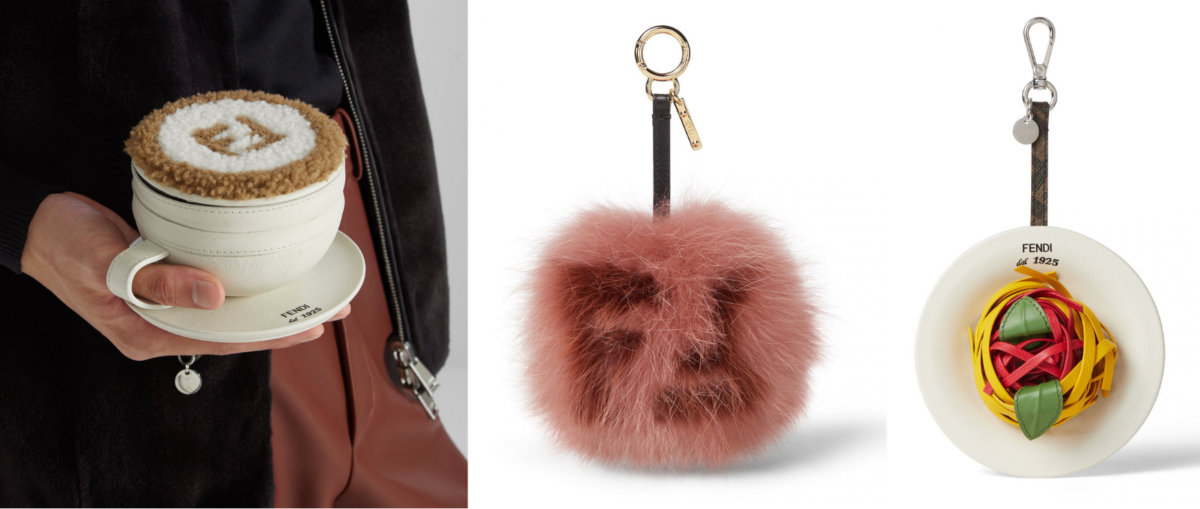 FENDI 咖啡杯、毛絨、義大利麵吊飾，價格店洽。