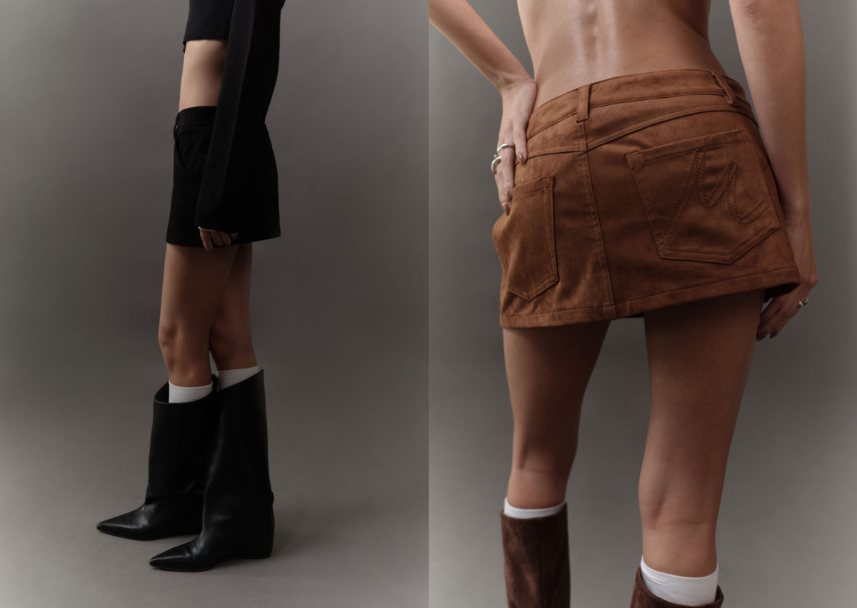 Doe：Molly 麂皮絨短褲裙 ：建議售價 $1,880 / 焦糖棕.黑 / S.S+.M.M+
