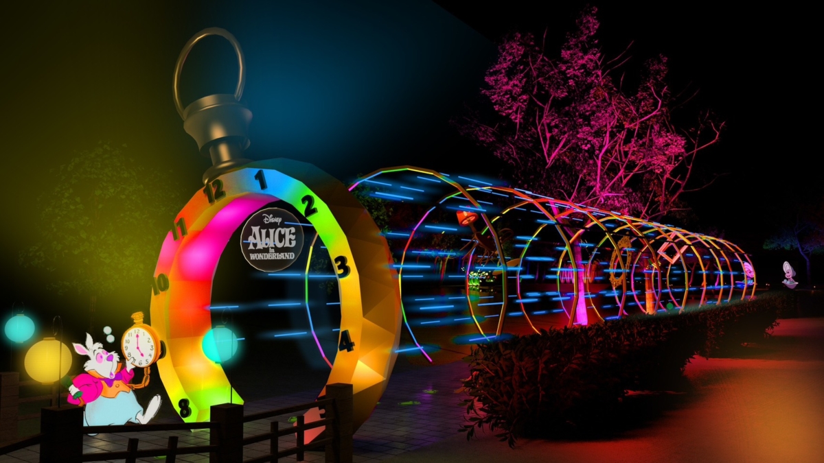 兔子洞隧道內有漂浮的家具、燈與鏡子重現奇幻場景