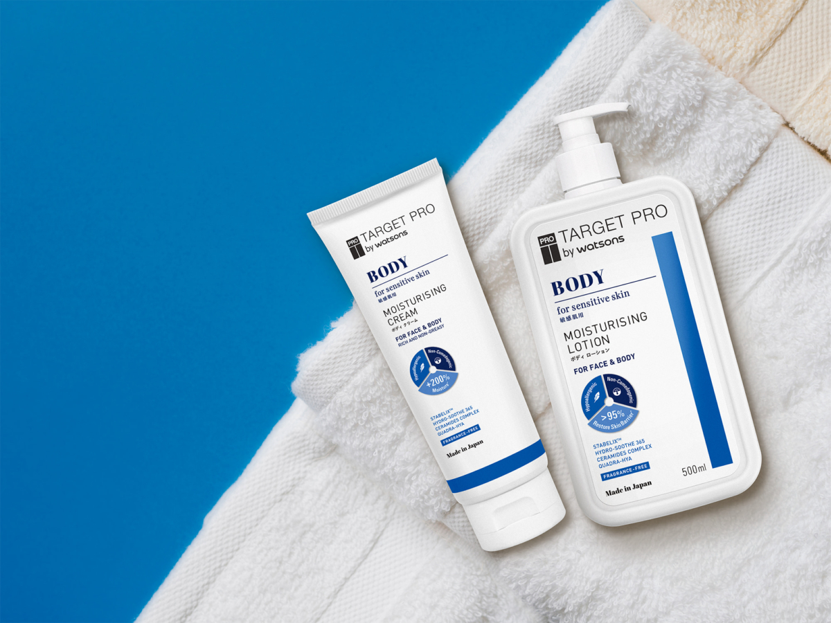 Target Pro by Watsons肌膚專研低敏長效保濕潤膚霜300ml,NT$699/Target Pro by Watsons肌膚專研低敏長效保濕潤膚乳500ml,NT$699