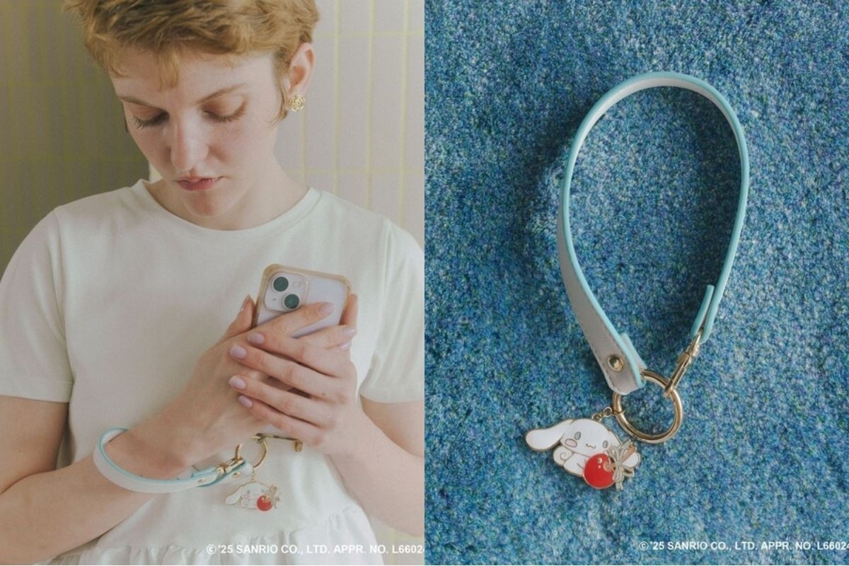 垂掛的琺瑯吊飾是抱著紅色小蘋果的大耳狗，細節滿滿。