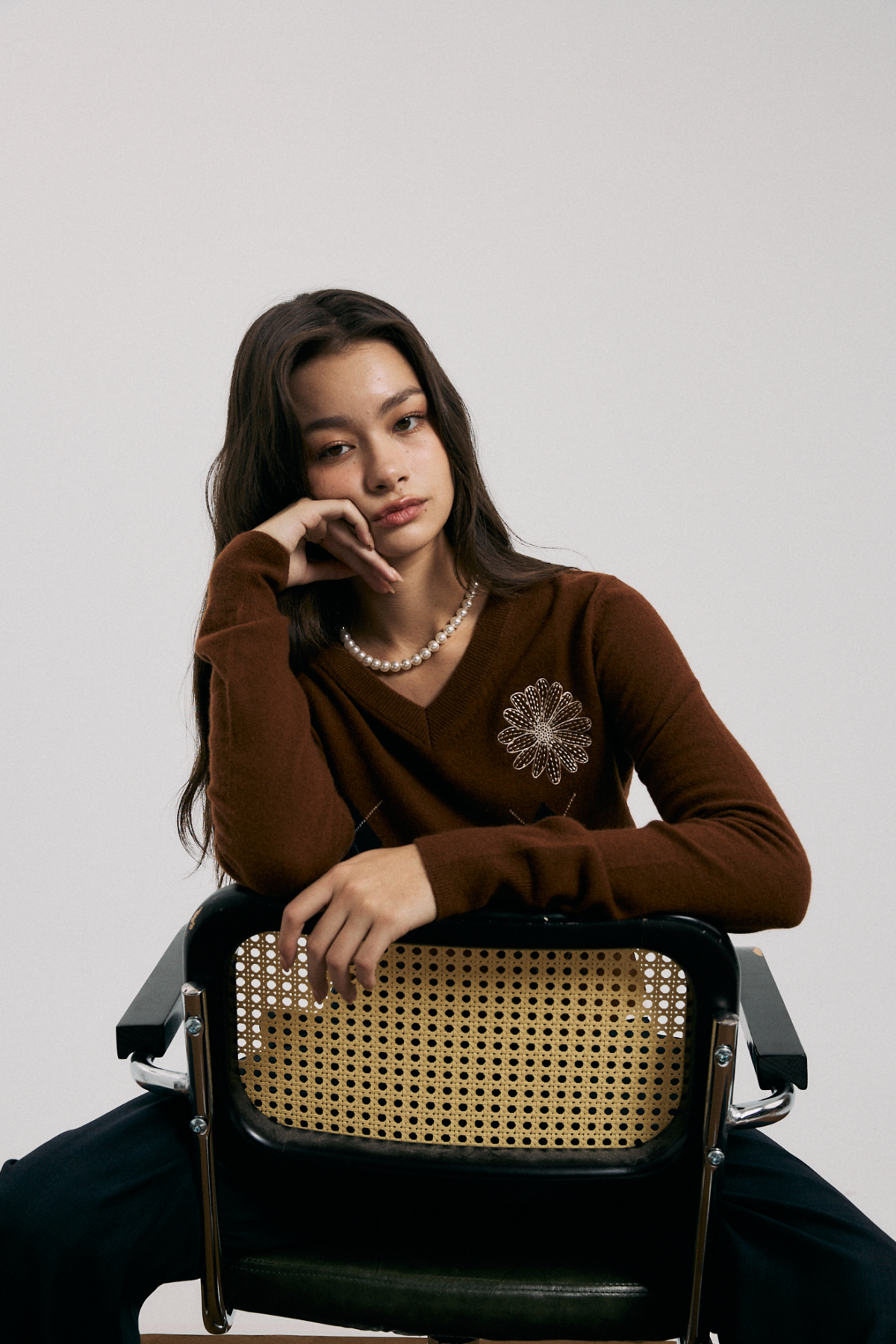 Mardi Mercredi CASHMERE BLENDED V NECK ARGYLE，NT $4,580