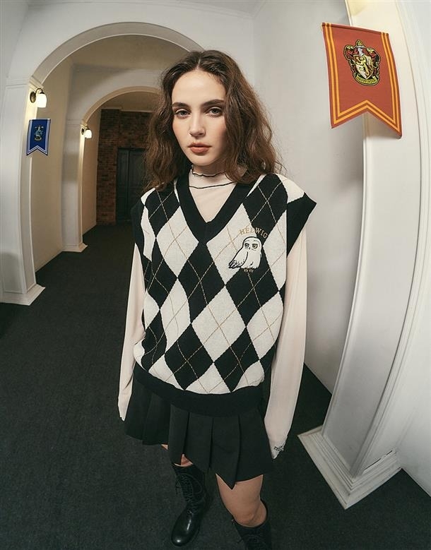 嘿美V領毛織菱格背心‧親子款(女)