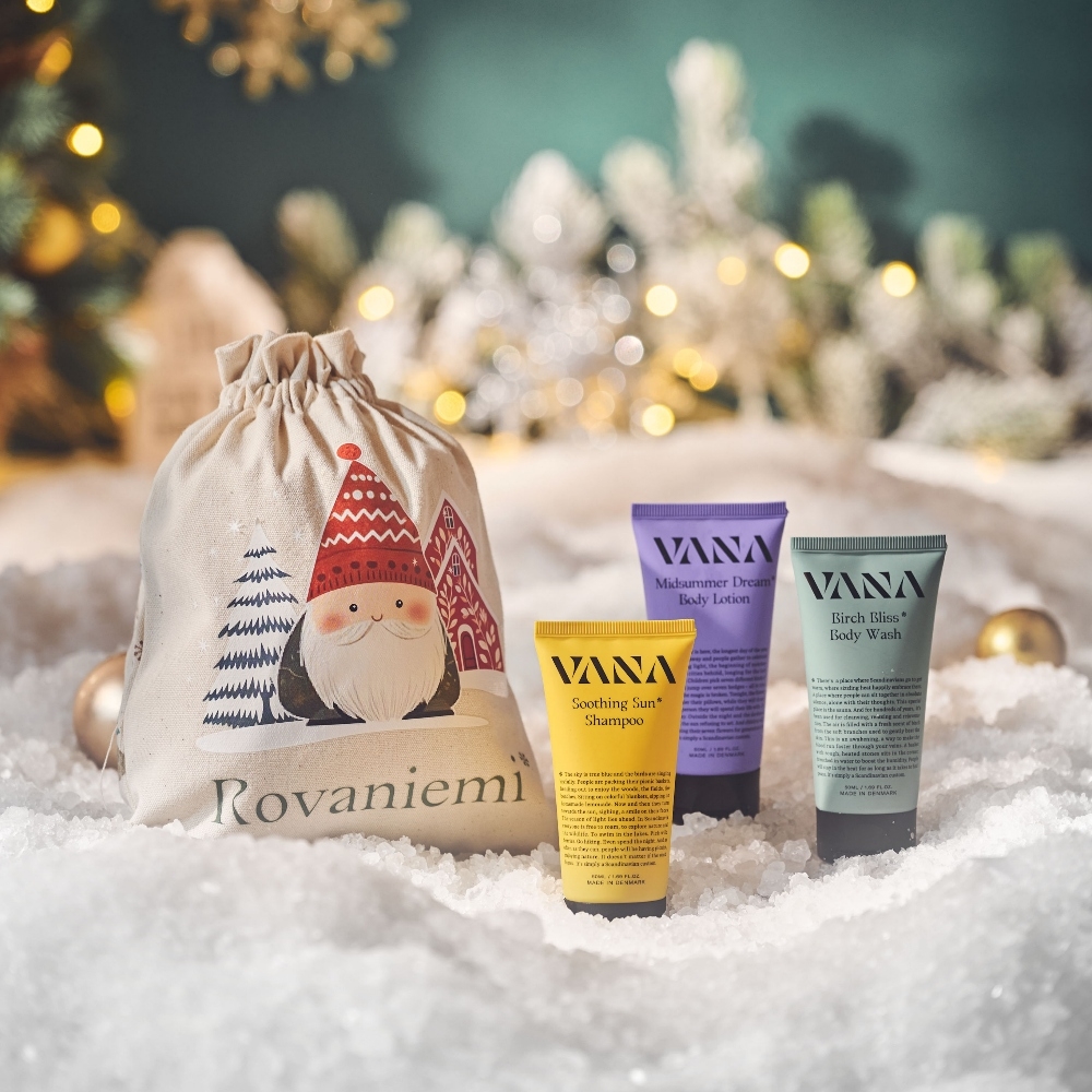 VANA 聖誕老公公外袋造型-聖誕禮袋洗沐旅行組-洗髮露50ml+沐浴露