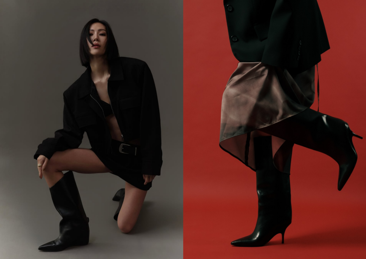 Studio Doe Molly 麂皮尖頭寬筒長靴；MANICHIACHIA