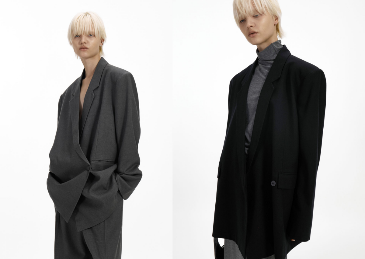 Studio Doe 軟料斜扣窄領西外